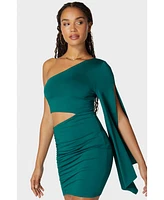 Bebe Women's Flowy One Shoulder Asymmetrical Dress