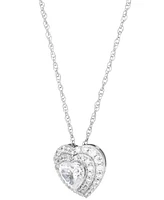 Grown With Love Lab Grown Diamond Heart Halo Pendant Necklace (1-1/2 ct. t.w.) in 14k White Gold, 16" + 2" extender