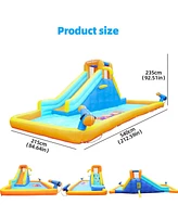 Inolait Sugift Inflatable Water Slide Park Kids Splash Pool Bounce House with 450W Blower