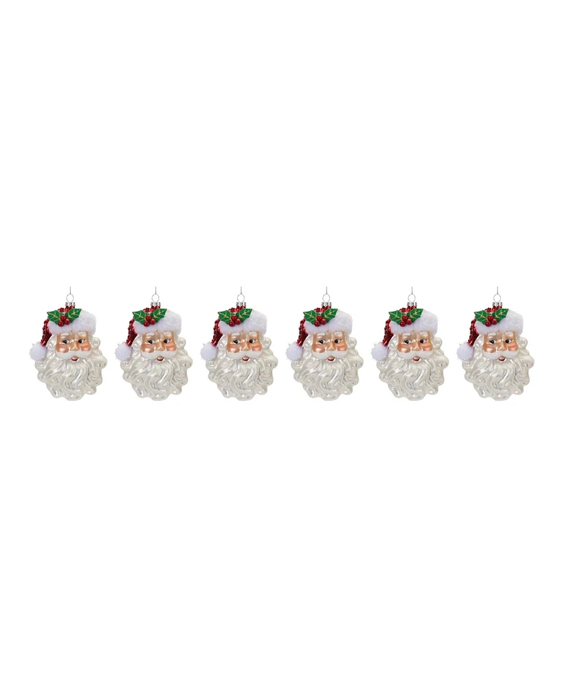 Slickblue Glittered Glass Santa Ornament (Set of 6)