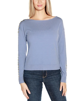 Belldini Black Label Women's Embellished Boatneck Sweater