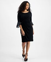 Connected Petite Faux-Wrap Sheath Dress