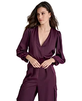 Dkny Women's Surplice-Neck Long-Sleeve Utility Jumpsuit