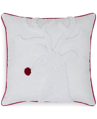 Videri Home Santa's Reindeer Embroidered Decorative Pillow, 18" x 18", Created for Macys