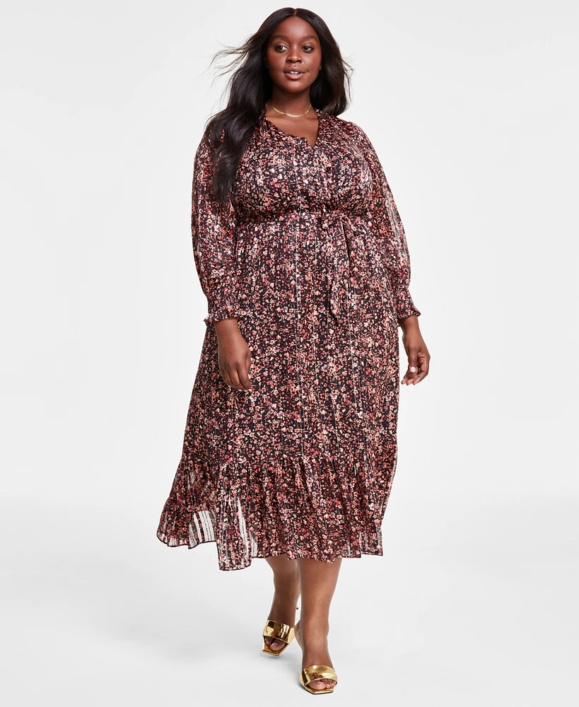 Vince Camuto Plus Floral-Print Midi Dress