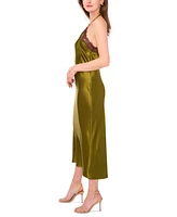 1.state Women's Satin Sleeveless Midi Halter Slip Dress