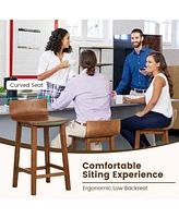 Slickblue Wood Bar Stools Set of 2 with Solid Back and Seat