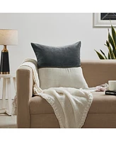 Ihi Home Velvet Linen Zipper Pillow, 20"Sq