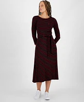 Nautica Jeans Women's Striped Tie-Waist Midi Dress