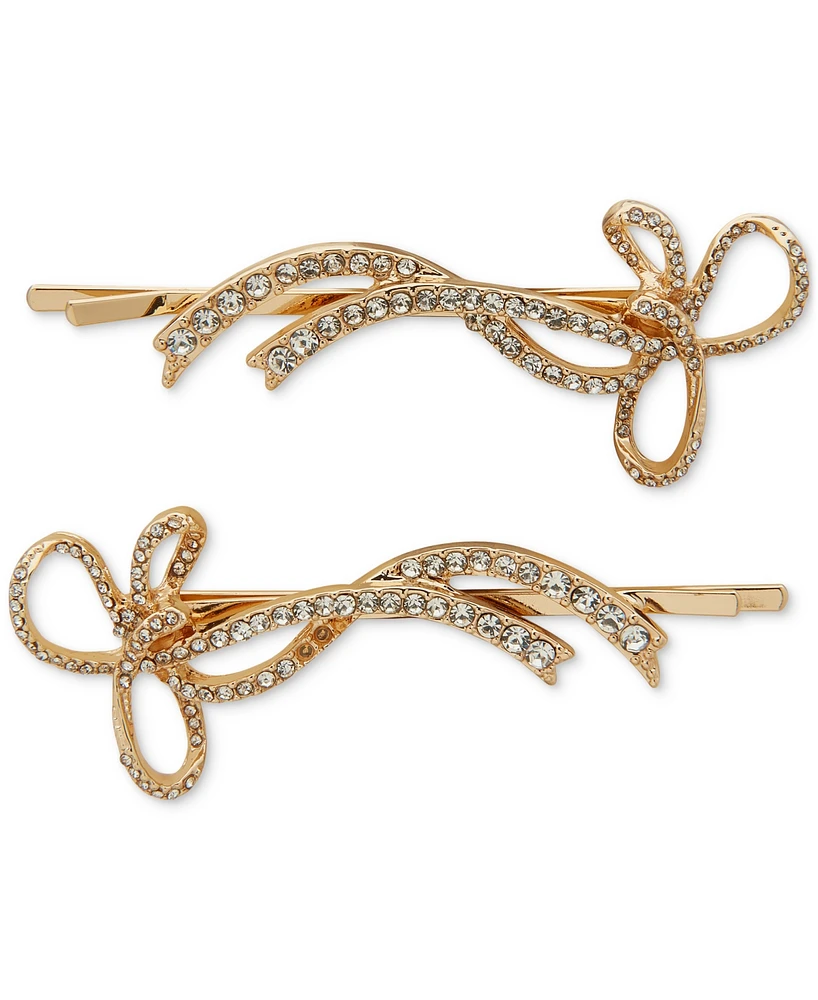 lonna & lilly 2-Pc. Gold-Tone Pave Bow Bobby Pin Set