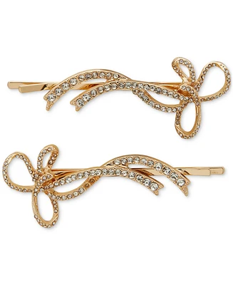 lonna & lilly 2-Pc. Gold-Tone Pave Bow Bobby Pin Set