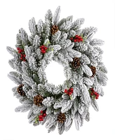 National Tree Company Snowberry Pine Wreath, 24 Inches