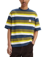 Levi's Men's Relaxed Fit Workwear Short Sleeve Crewneck Box Stripe T-Shirt