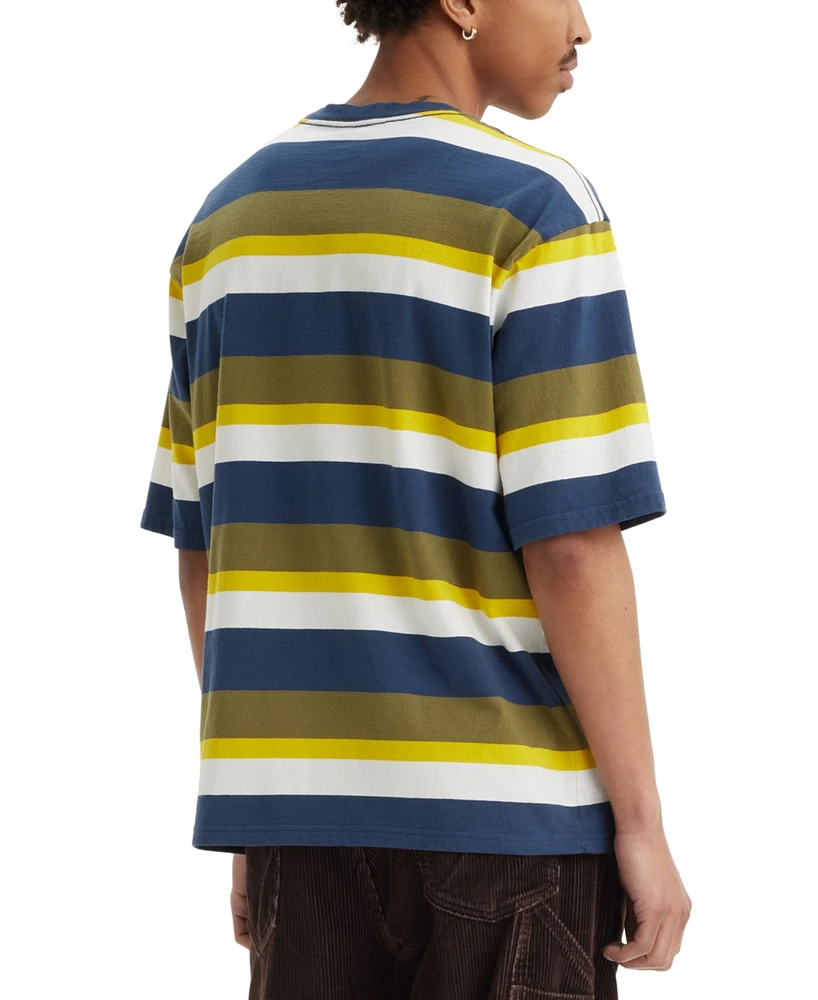 Levi's Men's Relaxed Fit Workwear Short Sleeve Crewneck Box Stripe T-Shirt