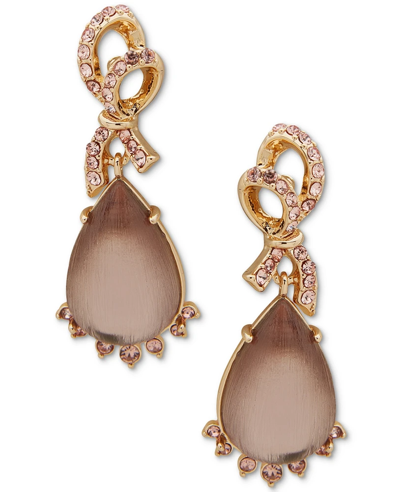 lonna & lilly Gold-Tone Pave Bow & Stone Drop Earrings