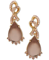 lonna & lilly Gold-Tone Pave Bow & Stone Drop Earrings