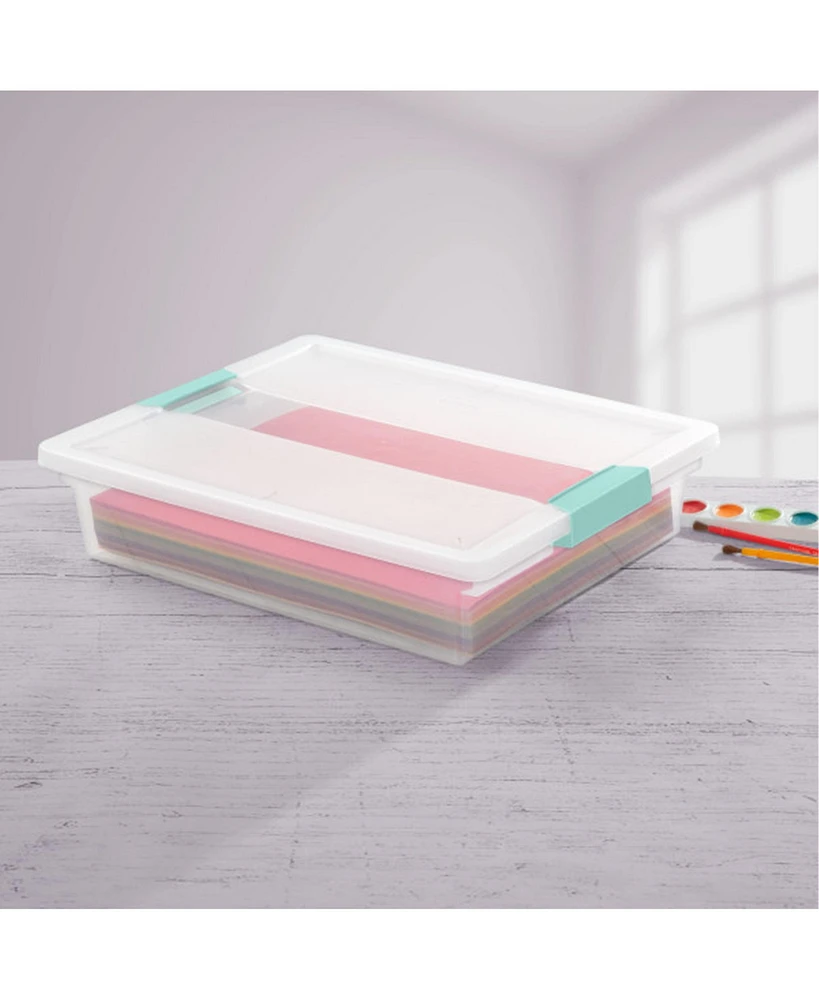 Sterilite 5.7 Qt Large Plastic Stackable Storage Bin w/Clear Latch Lid (12 Pack)