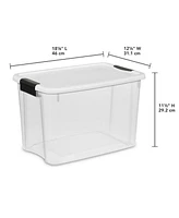 Sterilite Qt Clear Plastic Stackable Storage Bin w/ White Latch Lid