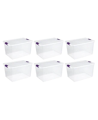 Sterilite 66 Quart Clear Plastic Latching Handle Storage Container Tote, 6 Pack