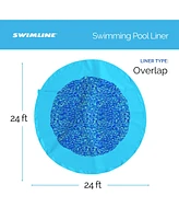 Swimline 24 Foot Swirl Blue Round Above Ground Swimming Pool Wall Overlap Liner