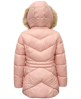Michael Kors Big Girls Stadium Puffer Jacket with Faux-Fur Trim