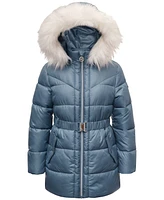 Michael Kors Toddler & Little Girls Belted Stadium Puffer Jacket with Faux-Fur Trim