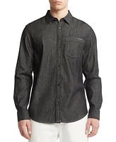 Clavin Klein Men's Classic-Fit Button-Down Denim Shirt