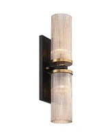 Stiffel Palais 20 1/4" High Black and Warm Brass 2-Light Wall Sconce