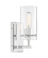 Possini Euro Design Metis Modern Industrial Wall Sconce Lighting Chrome Silver Hardwired 11" High Fixture Clear Glass Shade for Bedroom Bathroom Bedsi