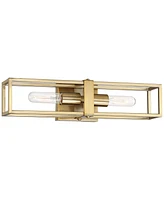 Fabrian Modern Wall Sconce Lighting Warm Brass Hardwired 18 3/4" High 2-Light Fixture Rectangular Open Frame for Bedroom Bathroom Bedside Living Room