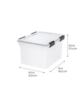 Iris Usa 32qt Letter and Legal Size Weatherpro Airtight Plastic Storage Bin with Lid and Seal and 4Secure Latching Buckles