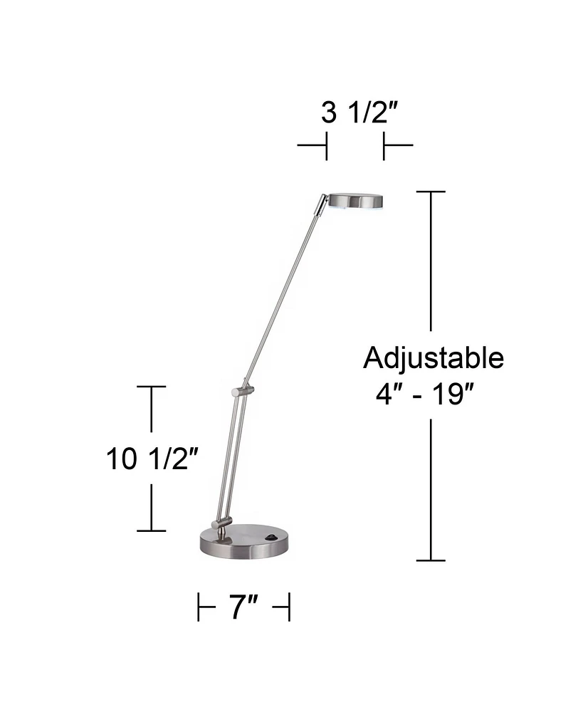 Jarrett Modern Desk Lamp 19" High Satin Nickel Silver Metal Led Adjustable Arm Rotating Head for Bedroom Living Room House Home Bedside Reading Office