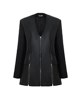 Nocturne Women's V-Neck Pleather Jacket