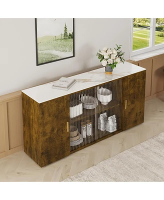 Streamdale Furniture Modern Sideboard Cabinet with Ample Storage in Black Brown