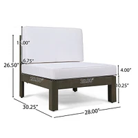 Acacia Wood Sectional Sofa Set with Water Resistant Cushions