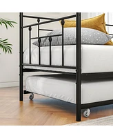 Streamdale Furniture Metal Daybed Frame Twin Size Platform With Trundle, No Box Spring Needed