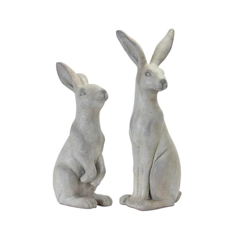 Slickblue Natural Stone Sitting Rabbit Statue (Set of 2)