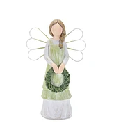 Slickblue Rustic Farmhouse Angel Figurine Pair Featuring Floral Accents