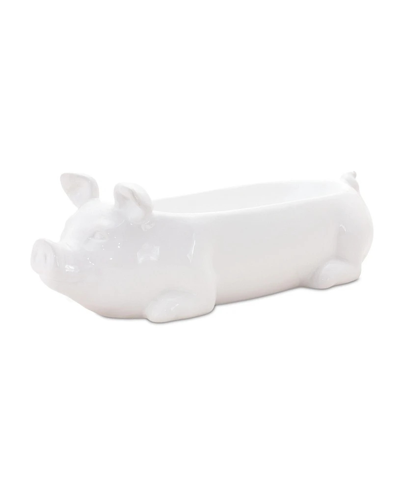 Slickblue Whimsical Ceramic Pig Planter 13 Inch for Home Decor