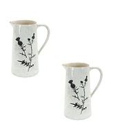 Slickblue Rustic Thistle Etched Pitcher Vase With Speckled Finish (Set of 2)