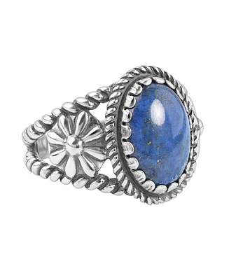 American West Jewelry Sterling Silver Women's & Men's Ring Genuine Gemstone Native-Inspired Flower Design Sizes 5- 10