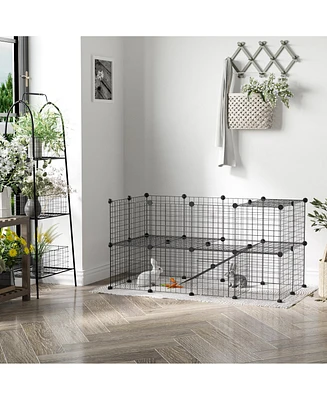 PawHut 36 Panel Pet Playpen Small Animal Cage Metal Wire Indoor Outdoor Portable