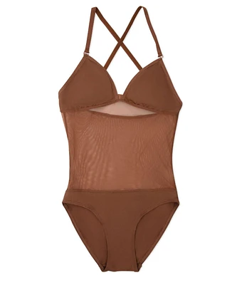 Capezio Girls Plunge Neck Mesh Midriff Leotard