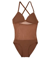 Capezio Girls Plunge Neck Mesh Midriff Leotard