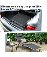 Gymax 2PCS Patio Lounge Chair Rustproof Aluminum Folding Chaise w/ Adjustable Backrest & Footrest