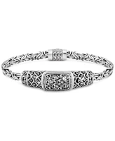 Devata Bali Dragon Skin with Borobudur Oval 5mm Chain Bracelet in Sterling Silver