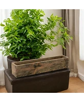 Slickblue Rectangular Wood Planter 21.5 Inches - Natural Finish for Indoor Plants