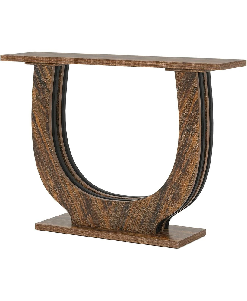 Tribesigns Farmhouse Console Table, 41.34" Wood Entry Table with Sturdy Geometric Base, Narrow Long Sofa Table Behind Couch Accent Foyer Table for Ent