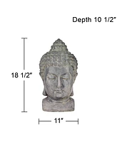 John Timberland Meditating Buddha Head Statue Sculpture Zen Asian Japanese Garden Decor Outdoor Front Porch Patio Yard Outside Home Balcony Gray Weath