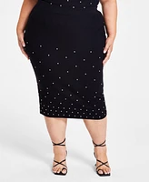 Nina Parker Trendy Plus Pull-On Embellished Skirt